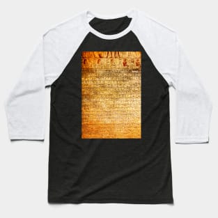 Egyptian Hieroglyphs Written In Stone Baseball T-Shirt